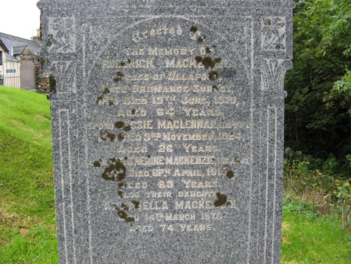 Photo of headstones/Jessie MacLennan died 1924 [1904] MI Ullapool Burying Ground